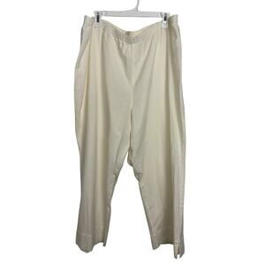 Soft Surroundings Cream Wide Leg Cotton Pull On Pants Size 2XP Beach Casual